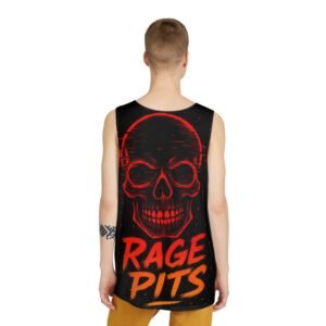 Rage Pits Skull Tank Top — Red Neon Skull Music Festival Tank