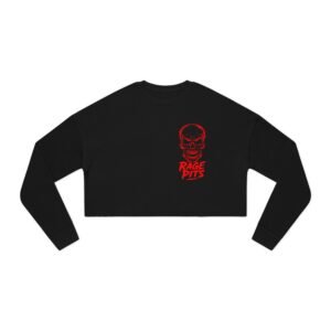 Rage Kits Cropped Sweatshirt — Flaming Skull Graphic Women's Top