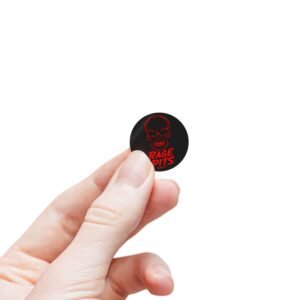 Rage Pits Red Skull Round Sticker Rolls — 1" Matte Black Label Stickers (Pack)