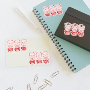 Rage Pits Skull Sticker Sheet — Red Skull Decal Pack