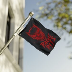 Flag — 'Rage Pits' Red Skull Double-Sided Gothic Flag