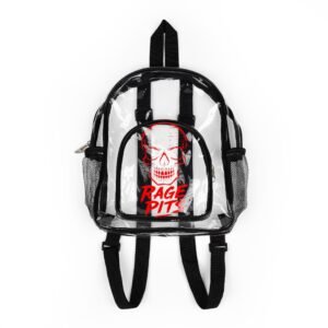 Clear Stadium Backpack with 'Rage Pits' Skull Graphic – Concert & Event Clear Bag