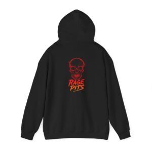 Rage Pits Skull Hoodie — Retro Red Graphic Pullover